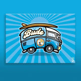 Budeful Blue VW Camper Fine Art Canvas Print.