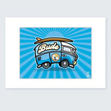 Budeful Blue VW Camper Luxury Print.