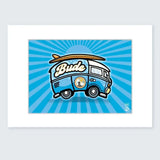 Budeful Blue VW Camper Luxury Print.