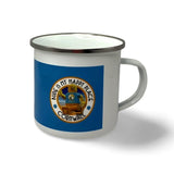 Happy Place Block Man Enamel Mug.