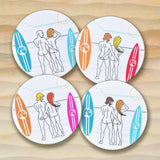 Naked Surfer Round Coaster Set.