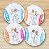 Naked Surfer Round Coaster Set.