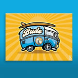 Budeful Yellow VW Camper Fine Art Canvas Print.