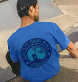 'Bude is My Happy Place' Organic Unisex Blue T shirt.