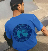 'Bude is My Happy Place' Organic Unisex Blue T shirt.