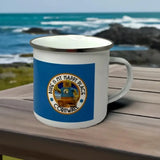 Happy Place Block Man Enamel Mug.