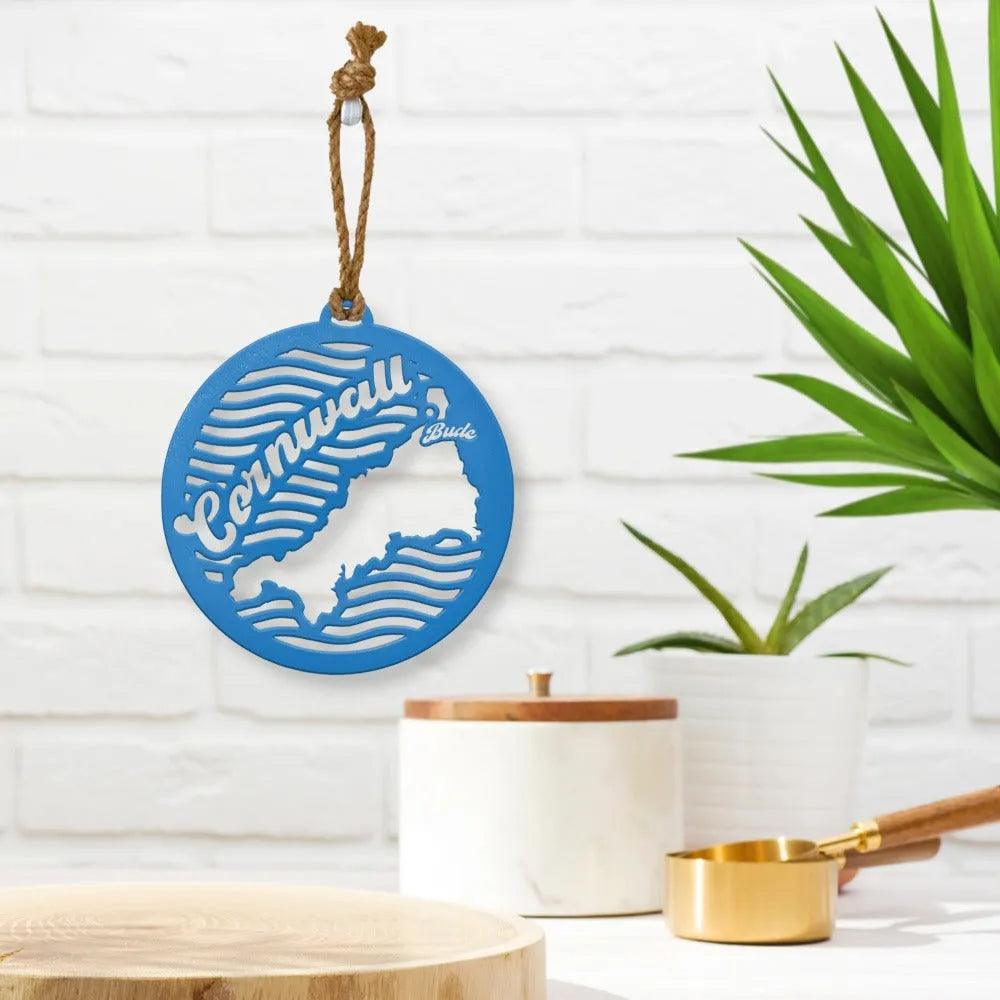 Bude Cornwall Map Wall Hanging.