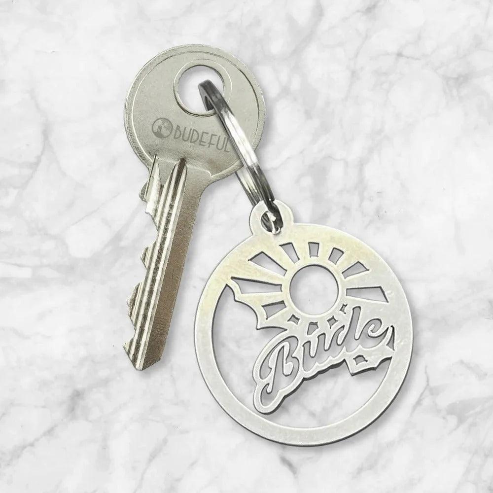 Stainless Bude Sunbeam Keyring.