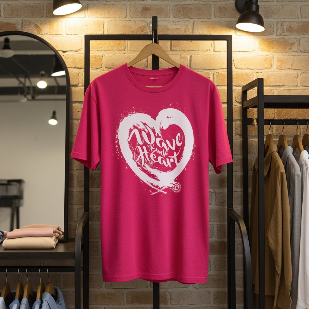 Hot Pink Wave Heart T Shirt