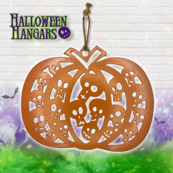 Orange Skulls Pumpkin Wall Hanging