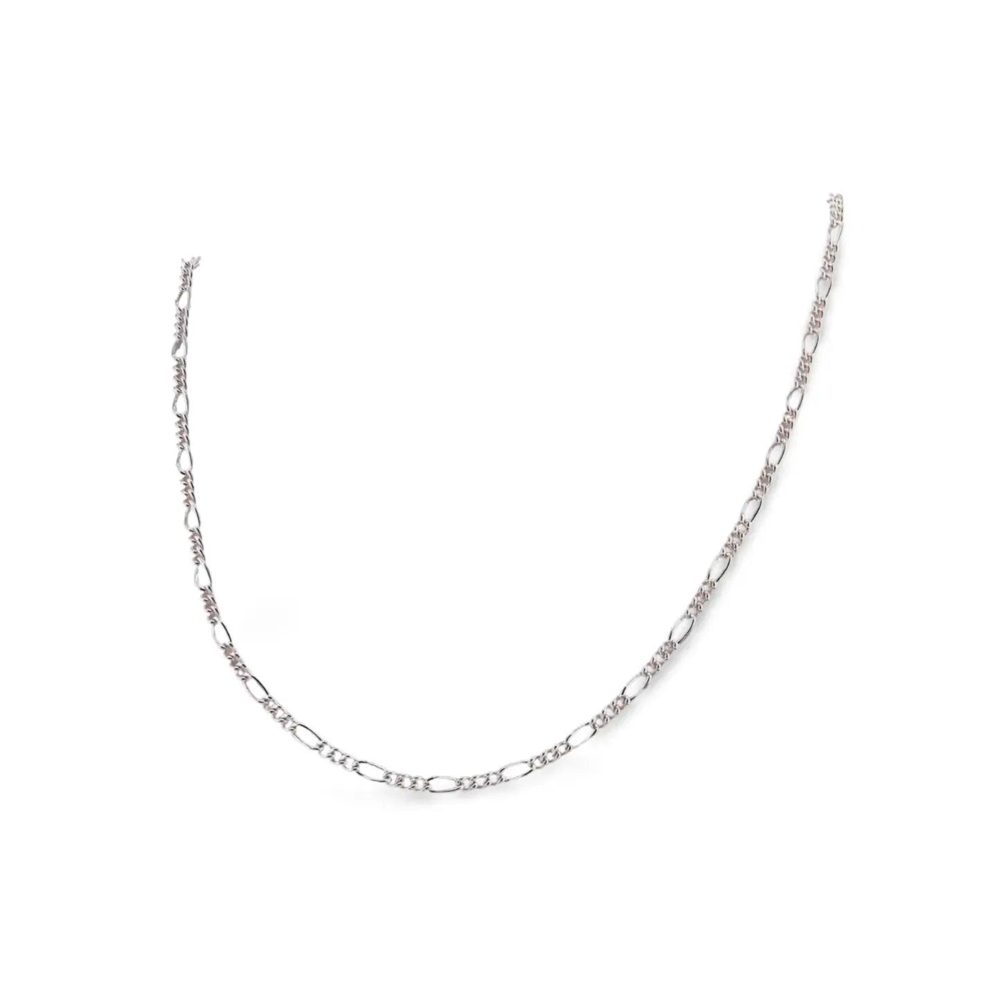 Silver Figaro Oxidised Twisted Necklace Chain.