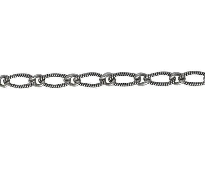 Silver Figaro Oxidised Twisted Necklace Chain.