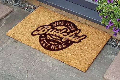 Wipe Your Budeful Feet Here Coconut Mat.