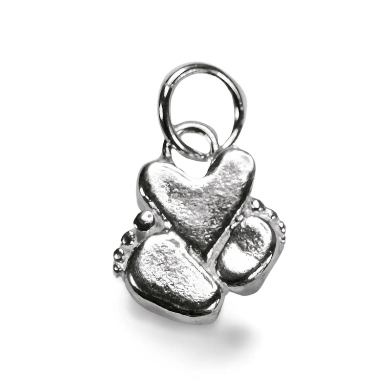 Budeful Sterling Silver Baby Feet and Heart  Charm | Budeful