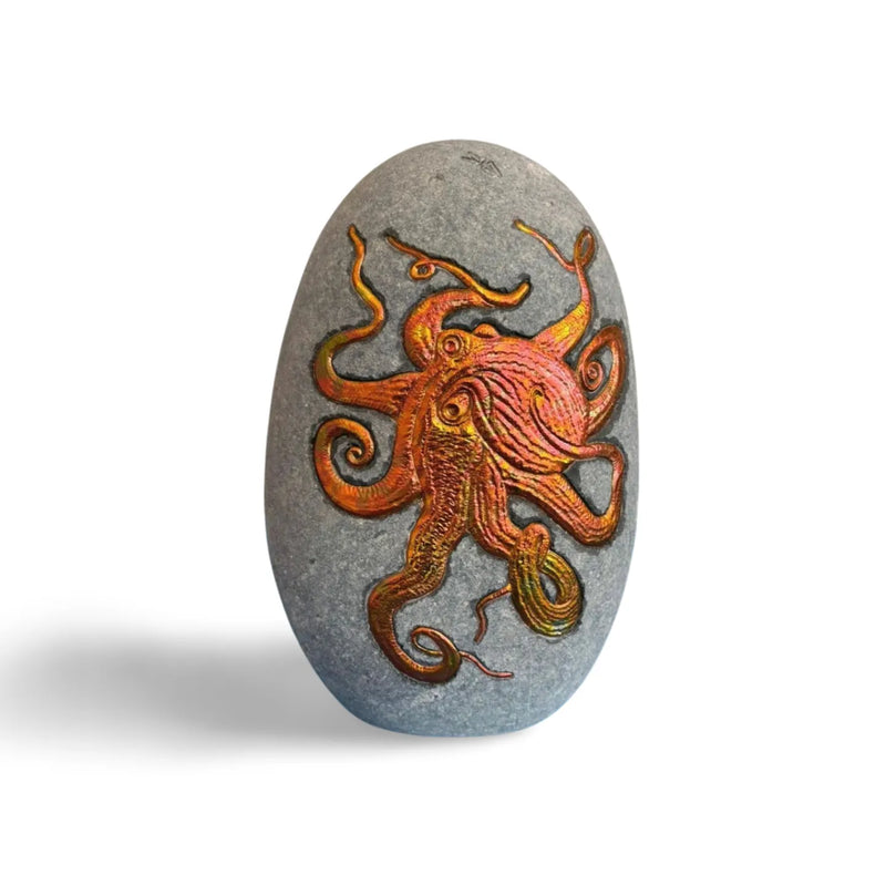 Variegated Gold Leaf Standing Octopus