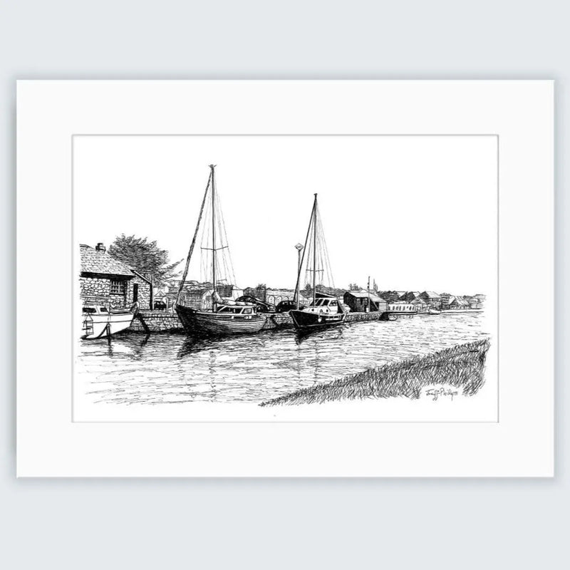 Boats on Canal Luxury Fine Art Print