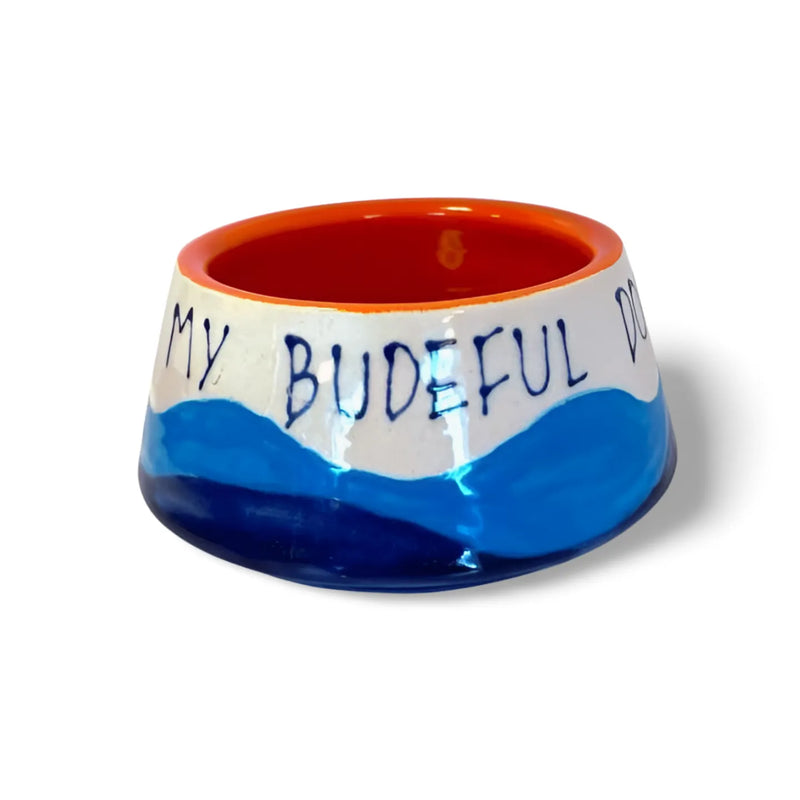 Bude Blue 'My Budeful Dog' Bowl