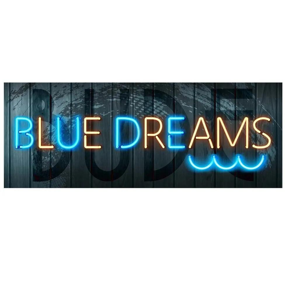 Blue Dreams Neon Panoramic Print | Budeful.