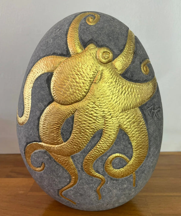 23 Carat Gold Leaf Standing Octopus